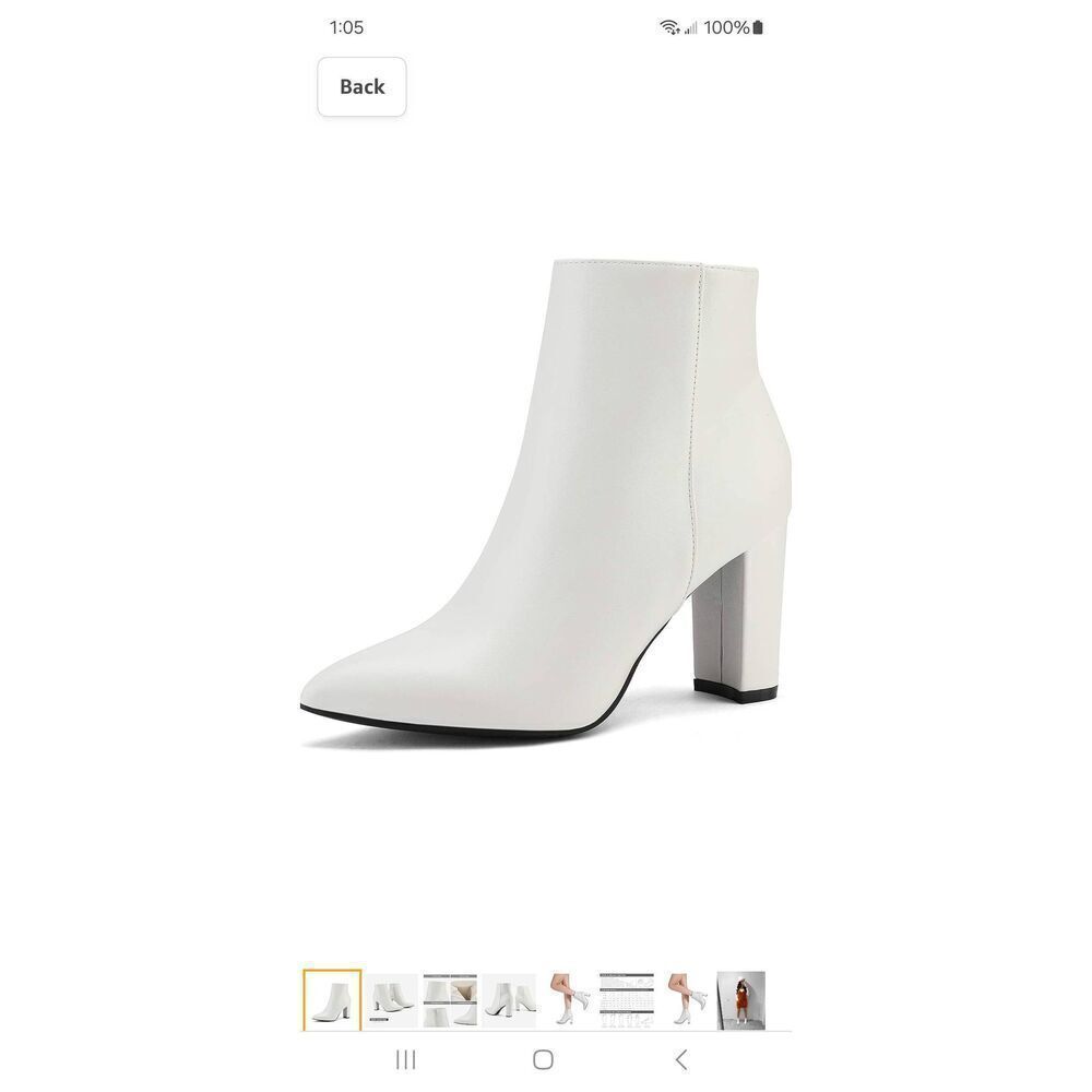 Size 8.5 Dream Pairs White Sianna1 Chunky High Heel Dress Ankle Boots Booties